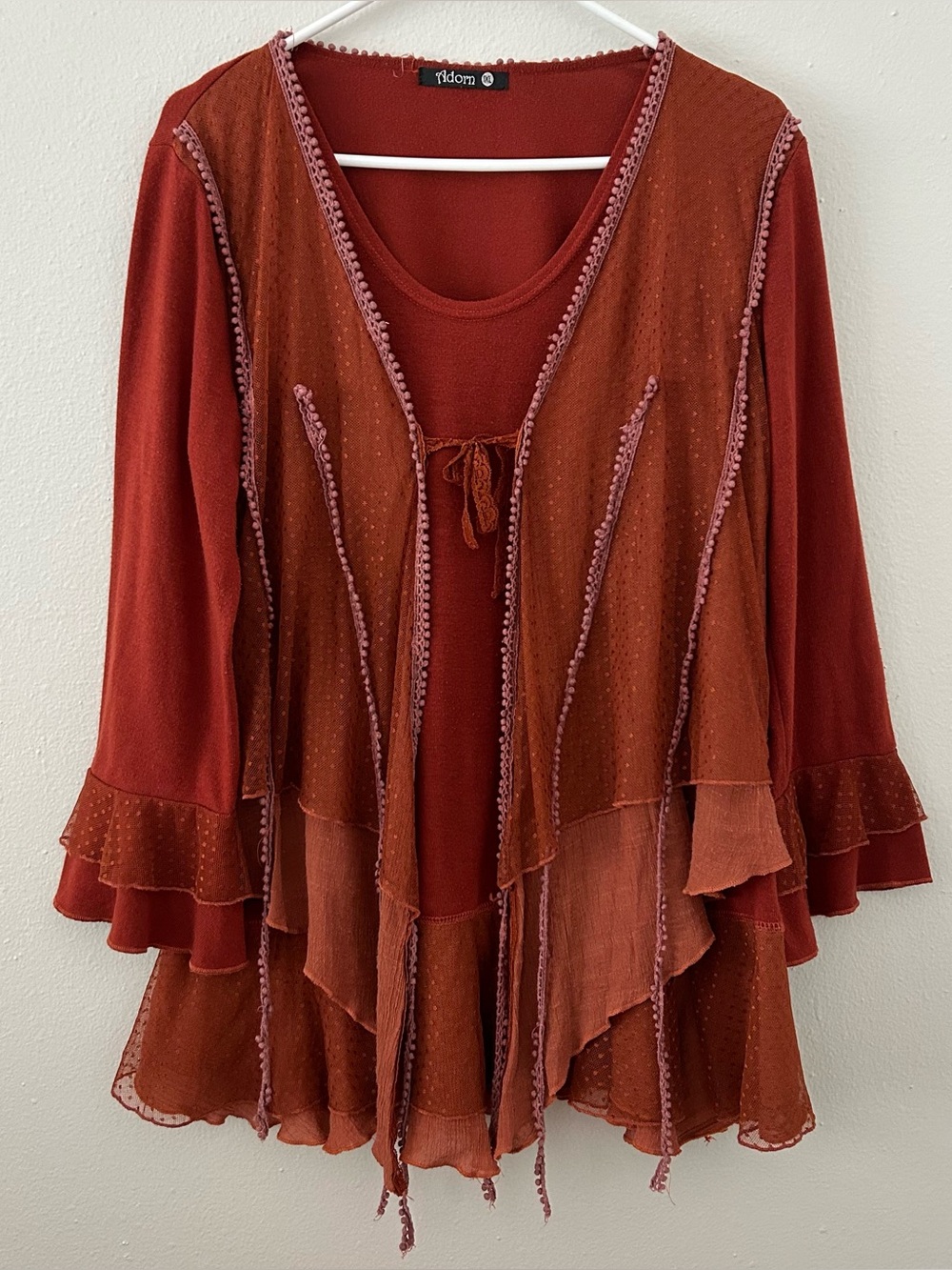 Adorn Layer Ruffle Top Women’s 1XL Boho Festival Ren Faire Cosplay Fairy Grunge